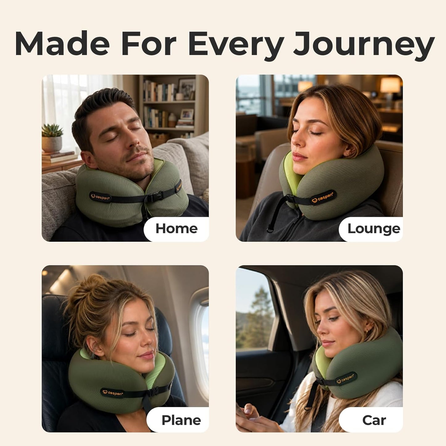 Ergonomic Travel Neck Pillow for Airplanes & Cars, Large
