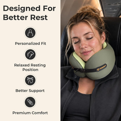 Ergonomic Travel Neck Pillow for Airplanes & Cars, Large