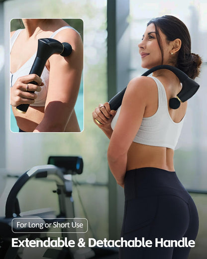 2-in-1 Detachable Percussion Massage Gun with Extension Handle, Back Massager for Pain Relief Deep Tissue Muscle Massager for Arm Shoulder Lower Back Thigh Waist,Gifts for Women Men, FSA-HSA Eligible