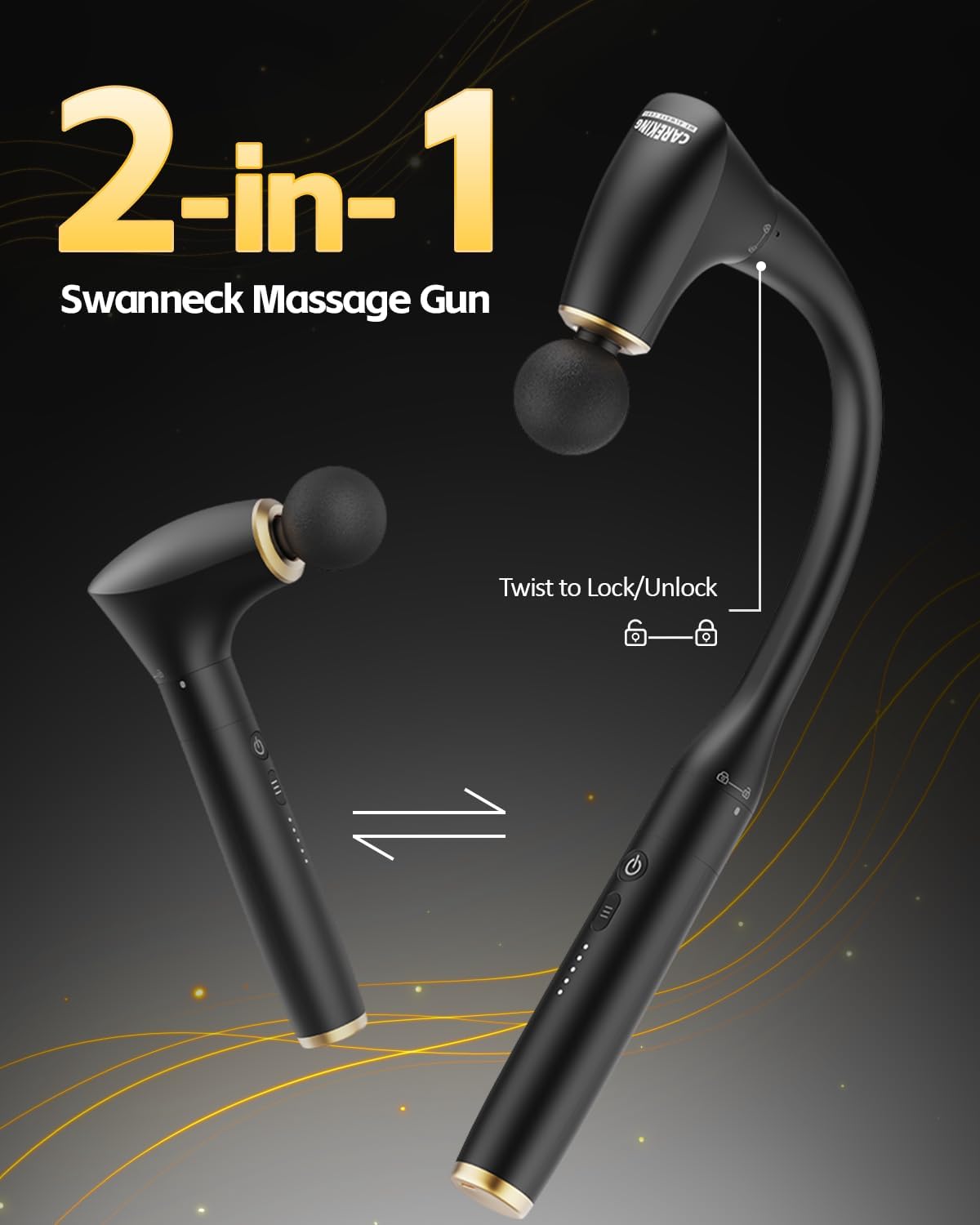 2-in-1 Detachable Percussion Massage Gun with Extension Handle, Back Massager for Pain Relief Deep Tissue Muscle Massager for Arm Shoulder Lower Back Thigh Waist,Gifts for Women Men, FSA-HSA Eligible