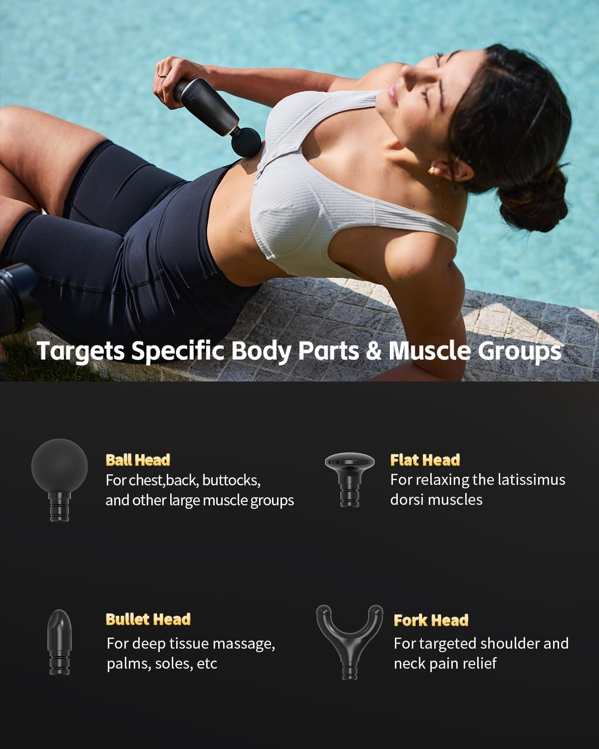 2-in-1 Detachable Percussion Massage Gun with Extension Handle, Back Massager for Pain Relief Deep Tissue Muscle Massager for Arm Shoulder Lower Back Thigh Waist,Gifts for Women Men, FSA-HSA Eligible