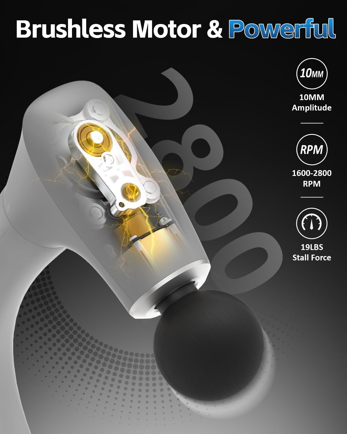 2-in-1 Detachable Percussion Massage Gun with Extension Handle, Back Massager for Pain Relief Deep Tissue Muscle Massager for Arm Shoulder Lower Back Thigh Waist,Gifts for Women Men, FSA-HSA Eligible