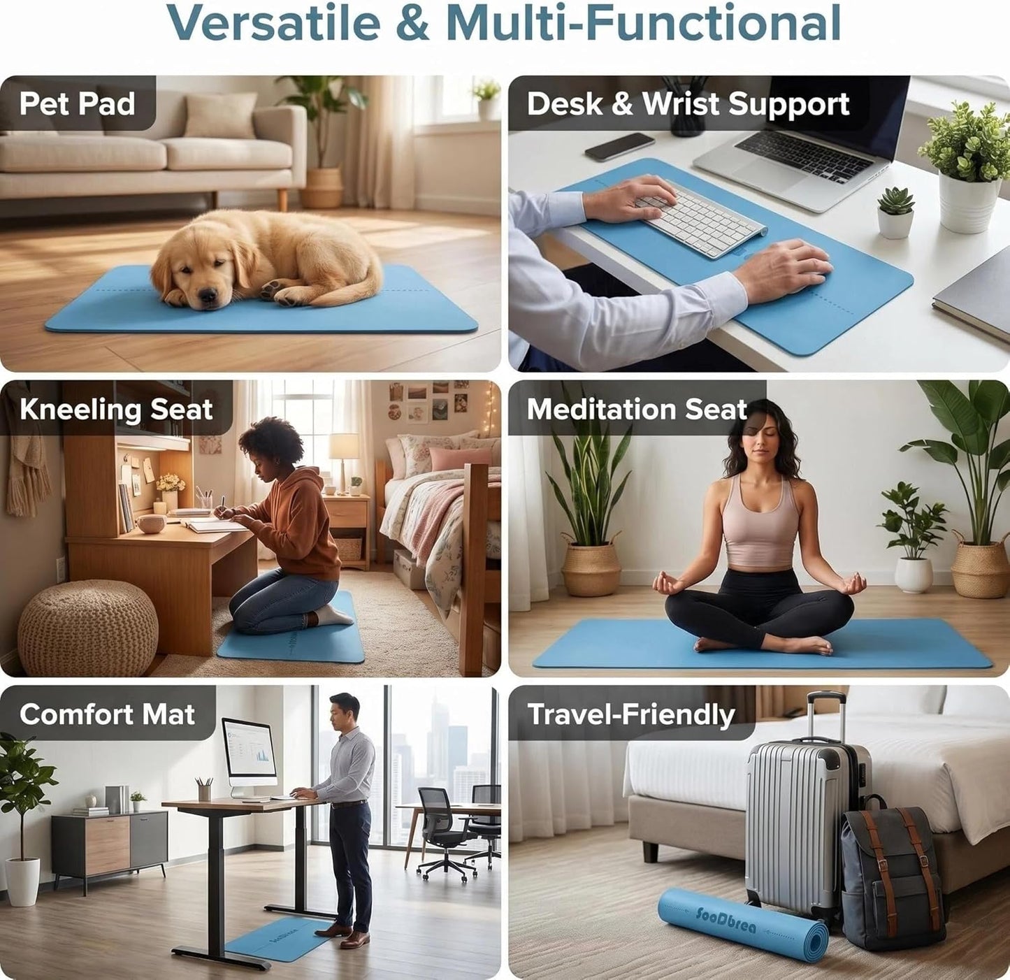 Mini Small Yoga Mat 23.6×15.7in 5mm Thin Portable Non-Slip Knee Pad