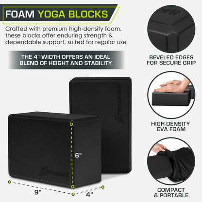 Foam Yoga Blocks, High Density EVA Yoga Bricks 4”x 6” x 9” (Set of 2)