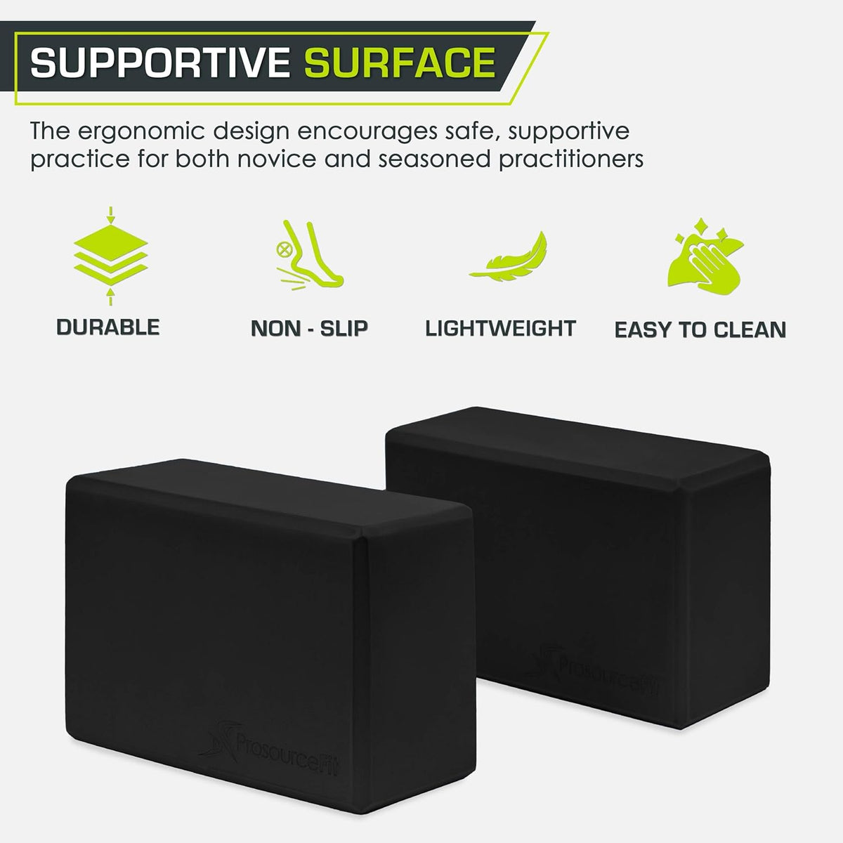Foam Yoga Blocks, High Density EVA Yoga Bricks 4”x 6” x 9” (Set of 2)