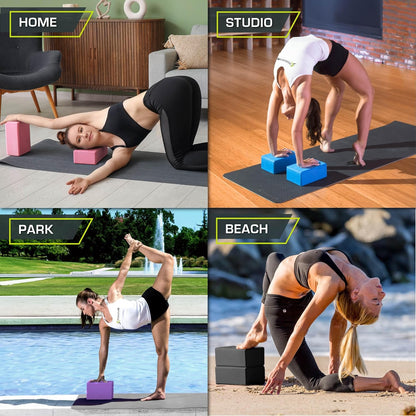 Foam Yoga Blocks, High Density EVA Yoga Bricks 4”x 6” x 9” (Set of 2)