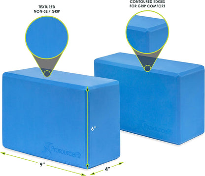 Foam Yoga Blocks, High Density EVA Yoga Bricks 4”x 6” x 9” (Set of 2)