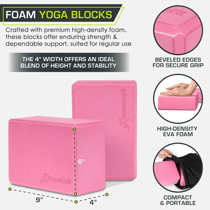 Foam Yoga Blocks, High Density EVA Yoga Bricks 4”x 6” x 9” (Set of 2)