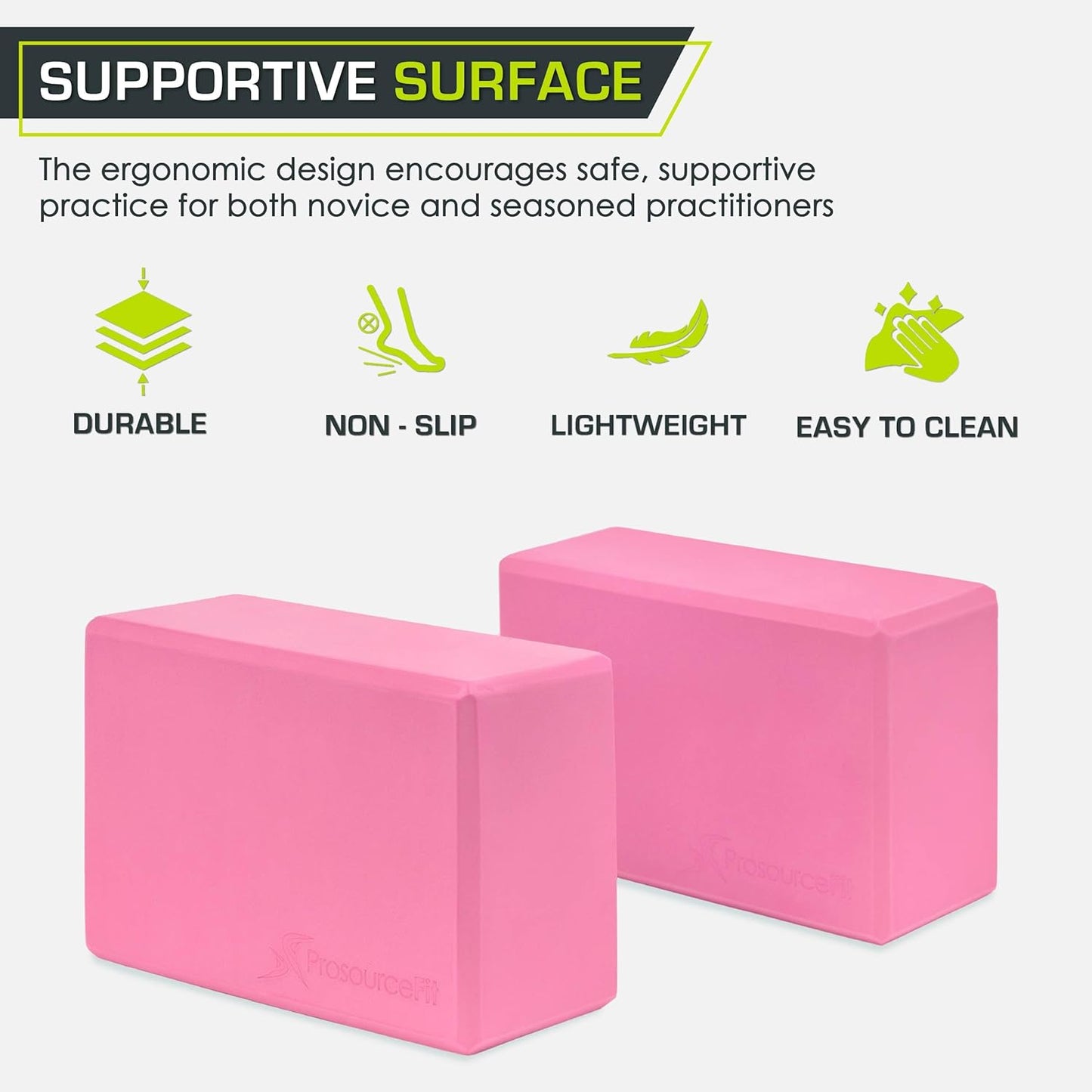 Foam Yoga Blocks, High Density EVA Yoga Bricks 4”x 6” x 9” (Set of 2)