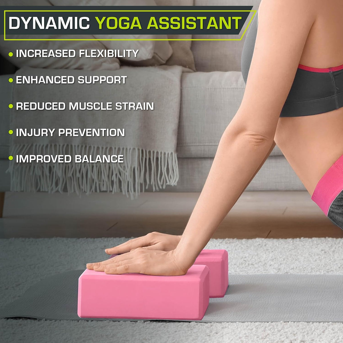 Foam Yoga Blocks, High Density EVA Yoga Bricks 4”x 6” x 9” (Set of 2)