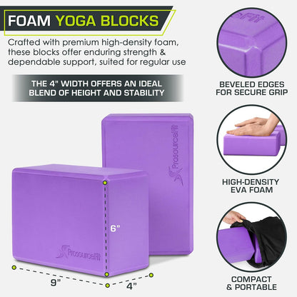 Foam Yoga Blocks, High Density EVA Yoga Bricks 4”x 6” x 9” (Set of 2)