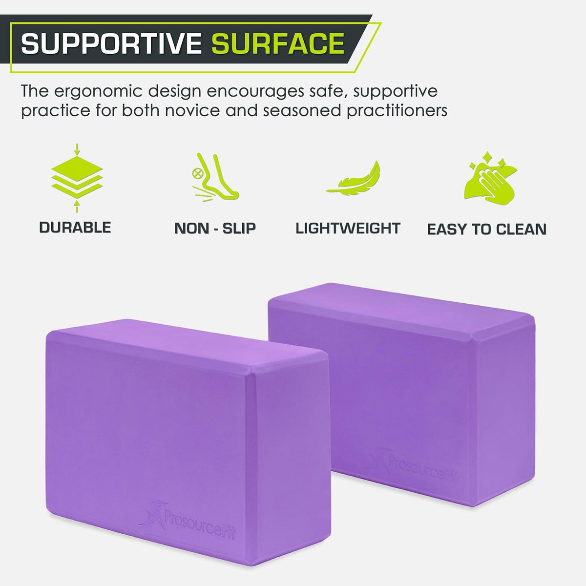 Foam Yoga Blocks, High Density EVA Yoga Bricks 4”x 6” x 9” (Set of 2)