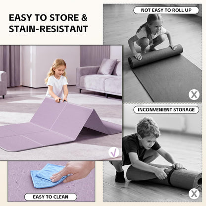 Foldable Yoga Mat,（75"x31.5"）Extra Large Travel Mat | Extra Wide&Long Exercise Mat with Storage Pouch, Fits Suitcase&Backpack, Easy To Store, 6mm POE Non-Slip for Pilates, Outdoor