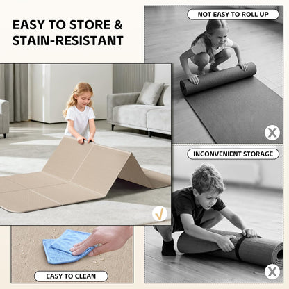 Foldable Yoga Mat,（75"x31.5"）Extra Large Travel Mat | Extra Wide&Long Exercise Mat with Storage Pouch, Fits Suitcase&Backpack, Easy To Store, 6mm POE Non-Slip for Pilates, Outdoor