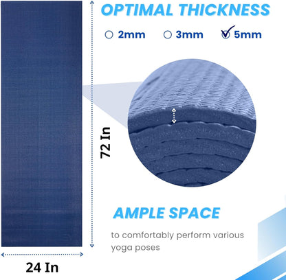 𝗘𝘃𝗲𝗿𝘆𝗱𝗮𝘆 𝗬𝗼𝗴𝗮 Mat Premium Edition, Non-Slip Exercise & Fitness Mat - Eco-Friendly, Anti-Tear, 3-5mm Thickness for Yoga, Pilates & Floor Workouts