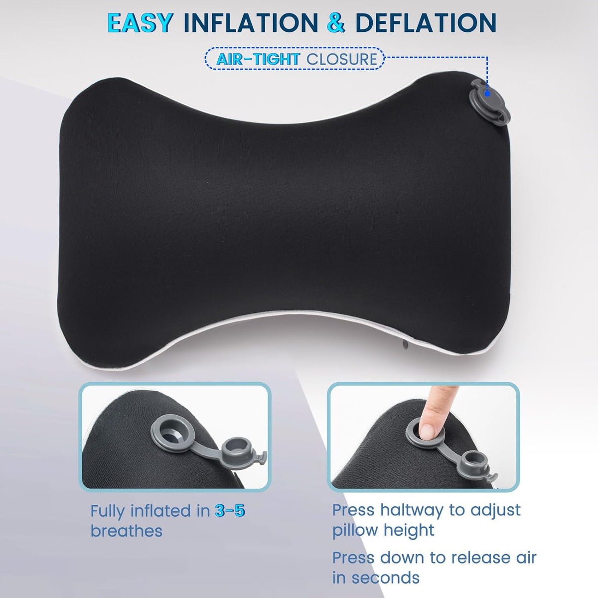 Portable Inflatable Travel Neck Pillow for Airplane, Car & Office