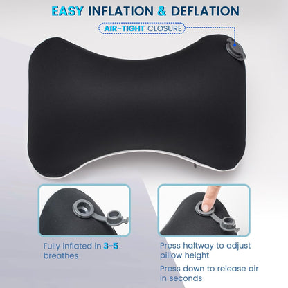 Portable Inflatable Travel Neck Pillow for Airplane, Car & Office