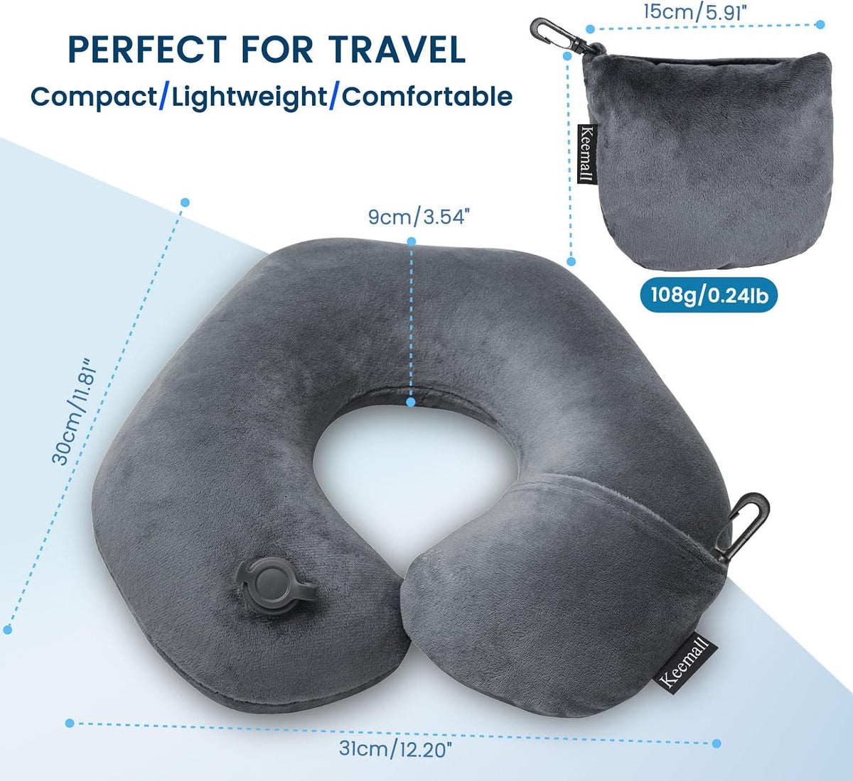 Portable Inflatable Travel Neck Pillow for Airplane, Car & Office