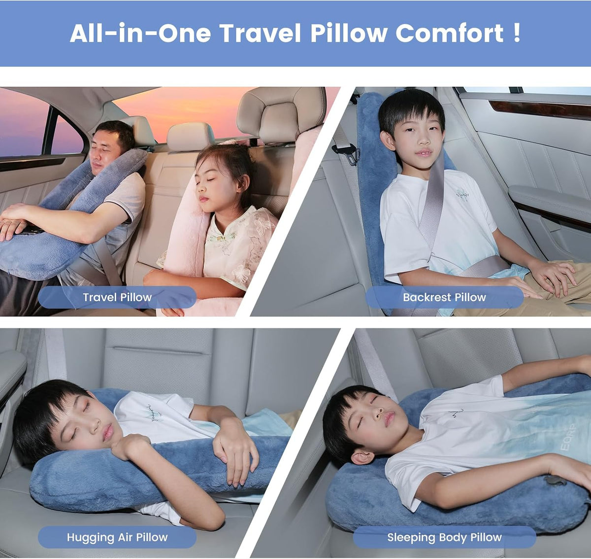 Portable Inflatable Travel Neck Pillow for Airplane, Car & Office