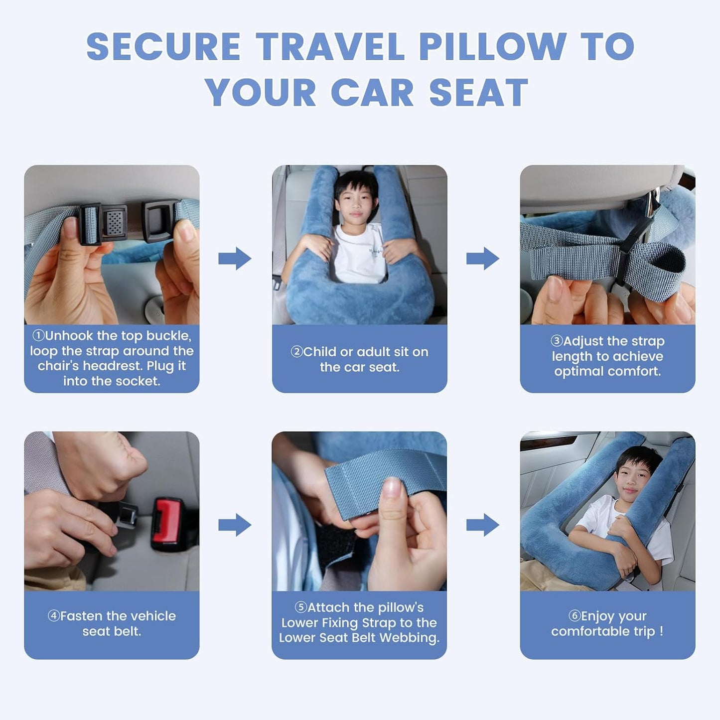 Portable Inflatable Travel Neck Pillow for Airplane, Car & Office