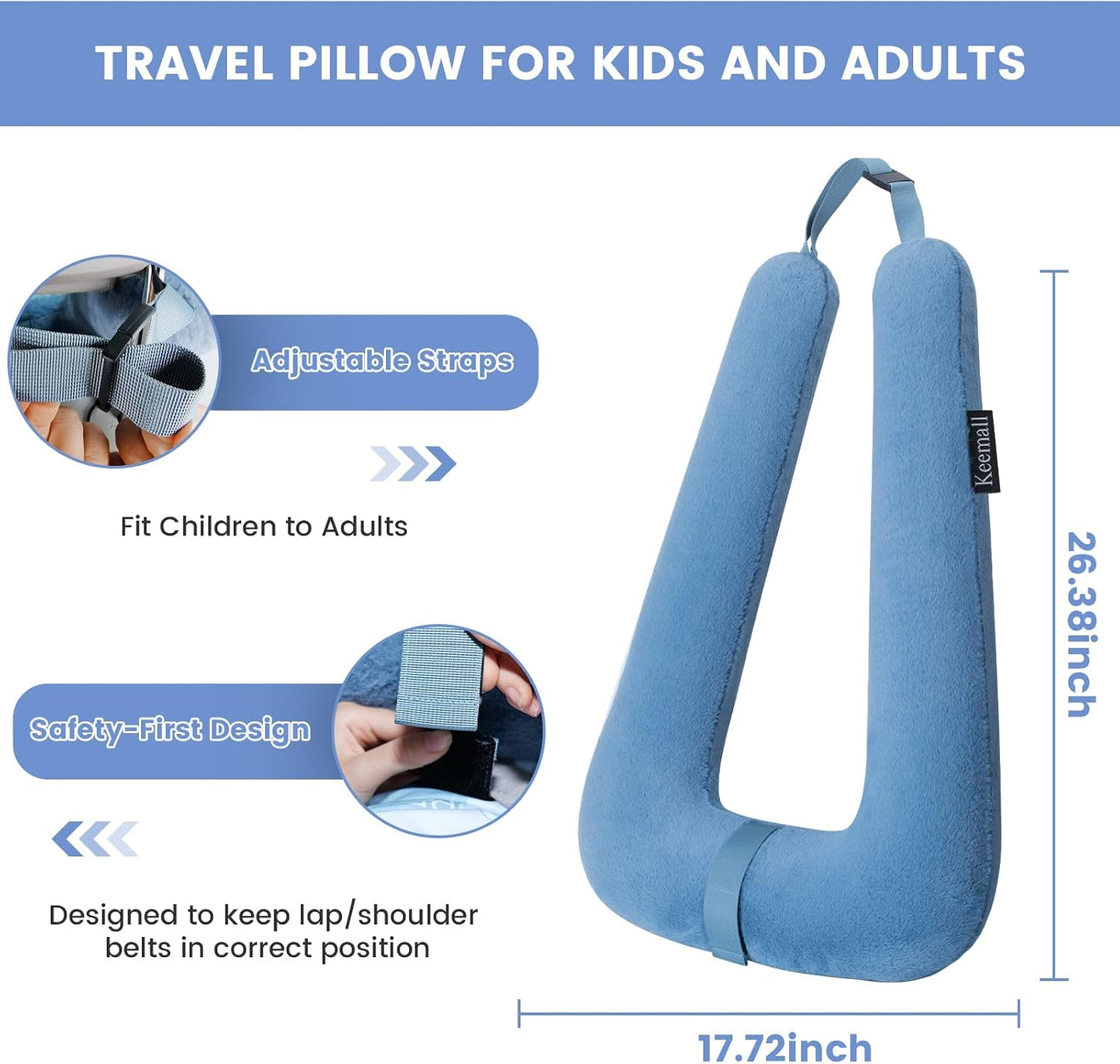 Portable Inflatable Travel Neck Pillow for Airplane, Car & Office