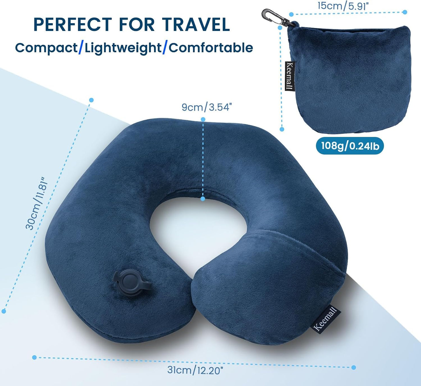 Portable Inflatable Travel Neck Pillow for Airplane, Car & Office