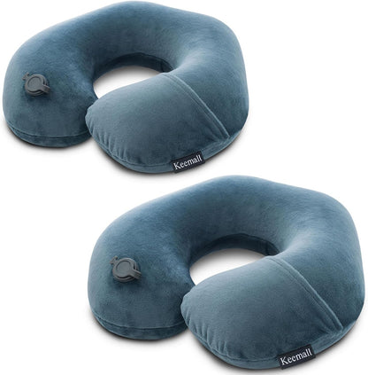 Portable Inflatable Travel Neck Pillow for Airplane, Car & Office