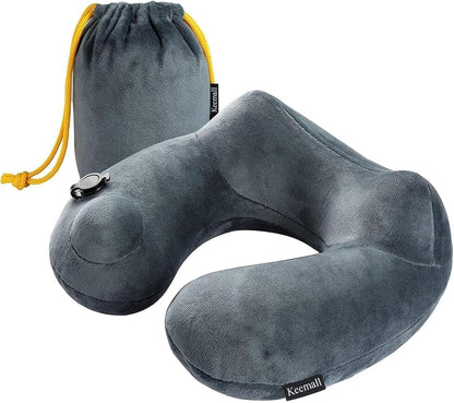 Portable Inflatable Travel Neck Pillow for Airplane, Car & Office