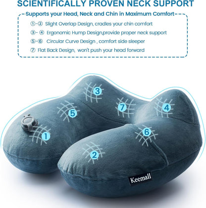 Portable Inflatable Travel Neck Pillow for Airplane, Car & Office