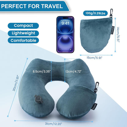 Portable Inflatable Travel Neck Pillow for Airplane, Car & Office