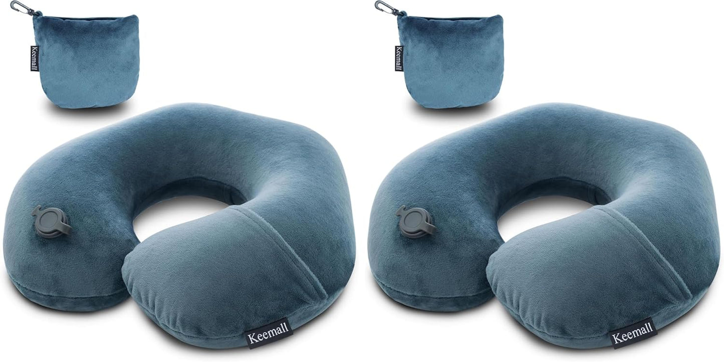 Portable Inflatable Travel Neck Pillow for Airplane, Car & Office