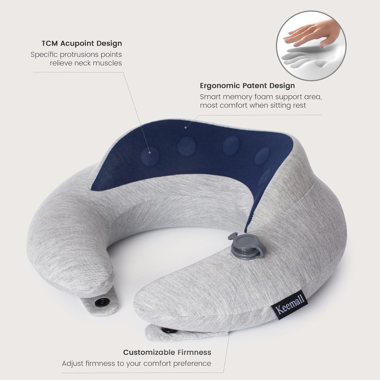 Portable Inflatable Travel Neck Pillow for Airplane, Car & Office