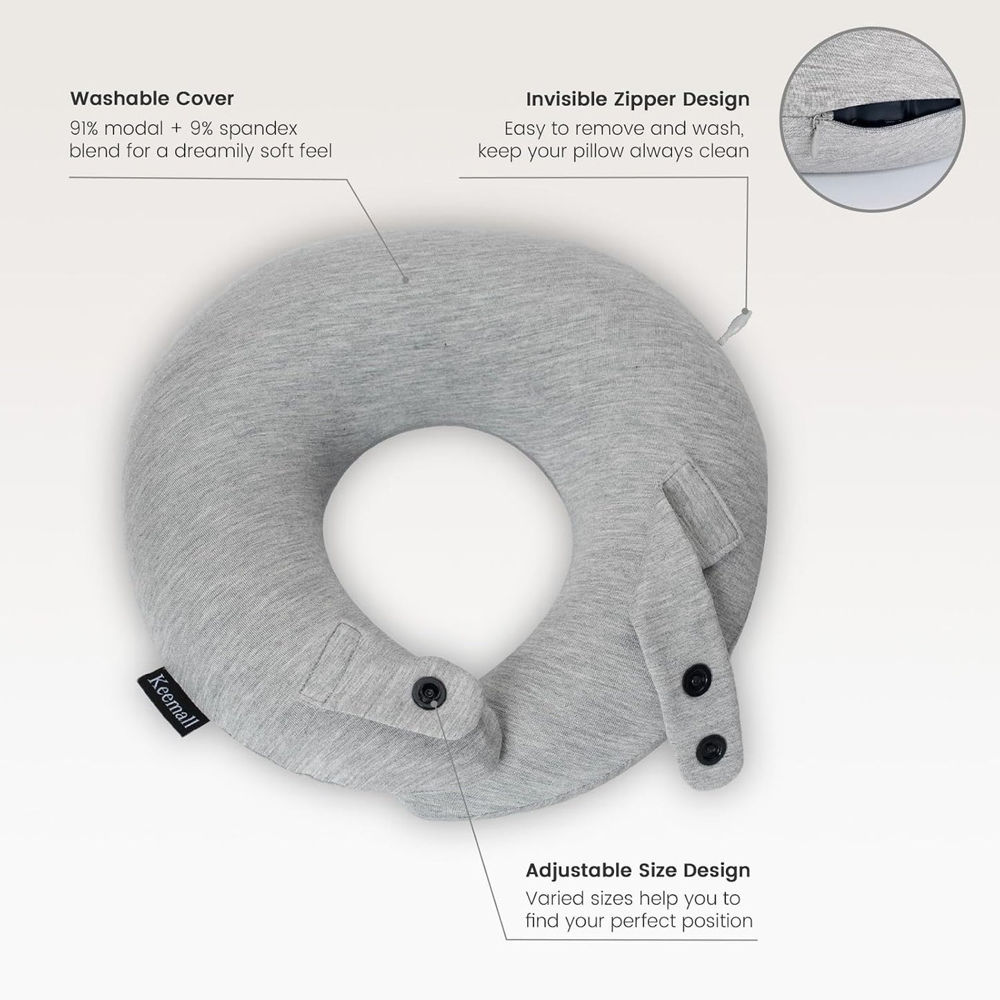 Portable Inflatable Travel Neck Pillow for Airplane, Car & Office
