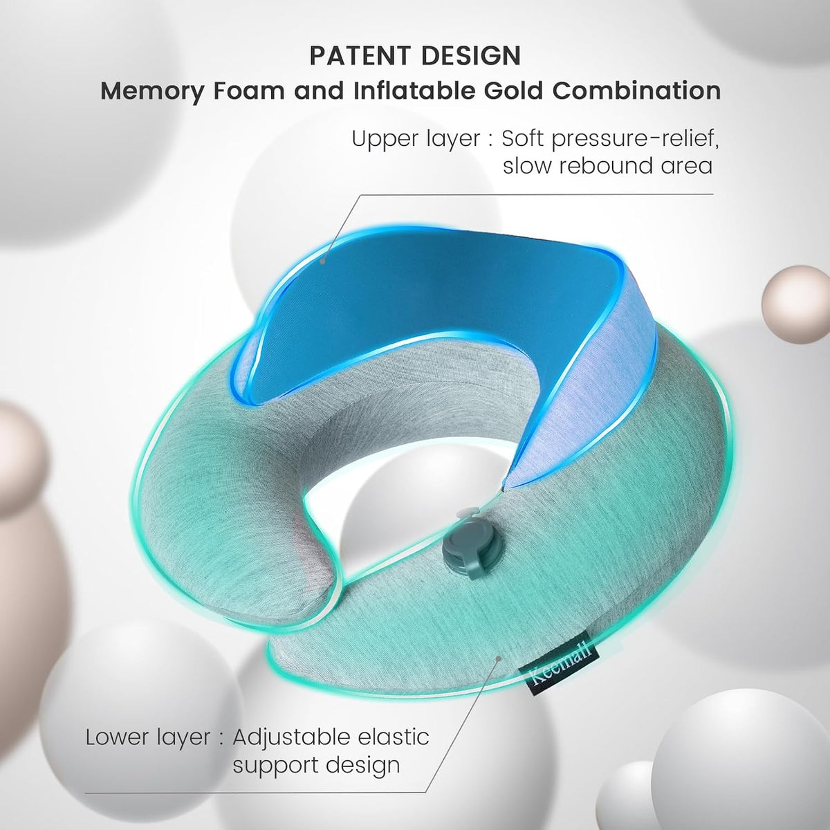 Portable Inflatable Travel Neck Pillow for Airplane, Car & Office