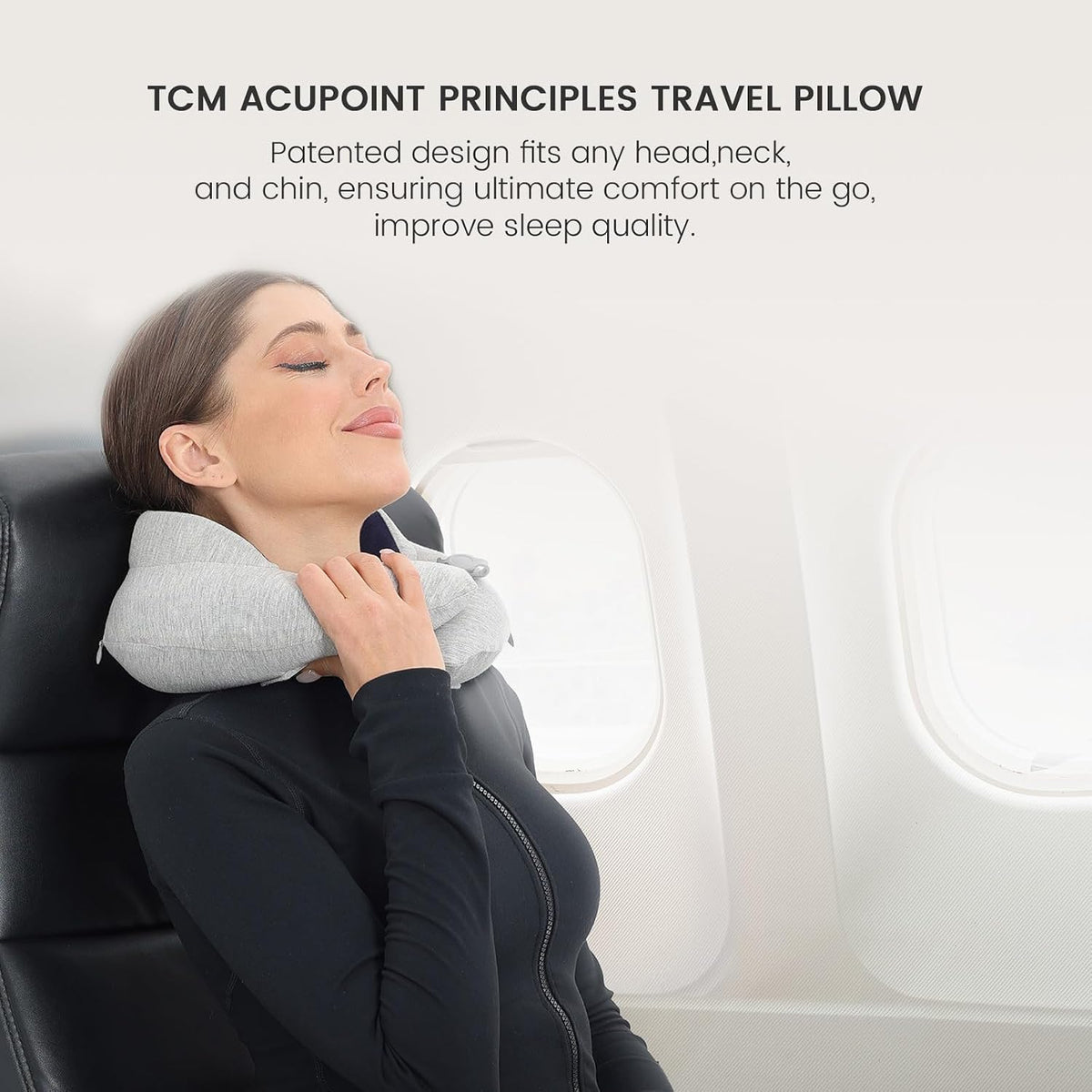 Portable Inflatable Travel Neck Pillow for Airplane, Car & Office