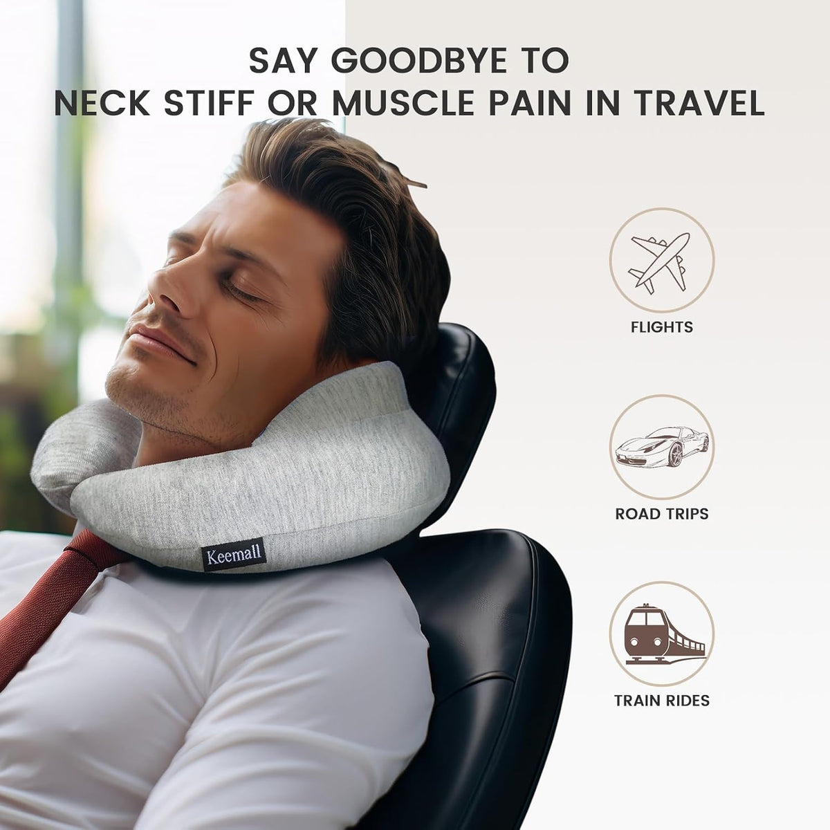 Portable Inflatable Travel Neck Pillow for Airplane, Car & Office