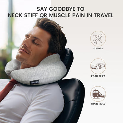 Portable Inflatable Travel Neck Pillow for Airplane, Car & Office
