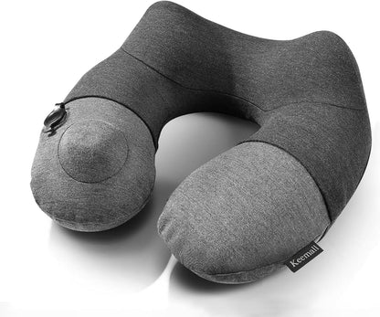 Portable Inflatable Travel Neck Pillow for Airplane, Car & Office
