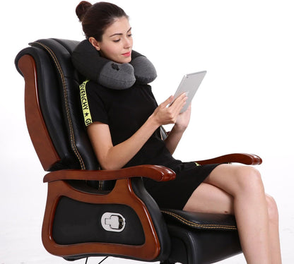 Portable Inflatable Travel Neck Pillow for Airplane, Car & Office