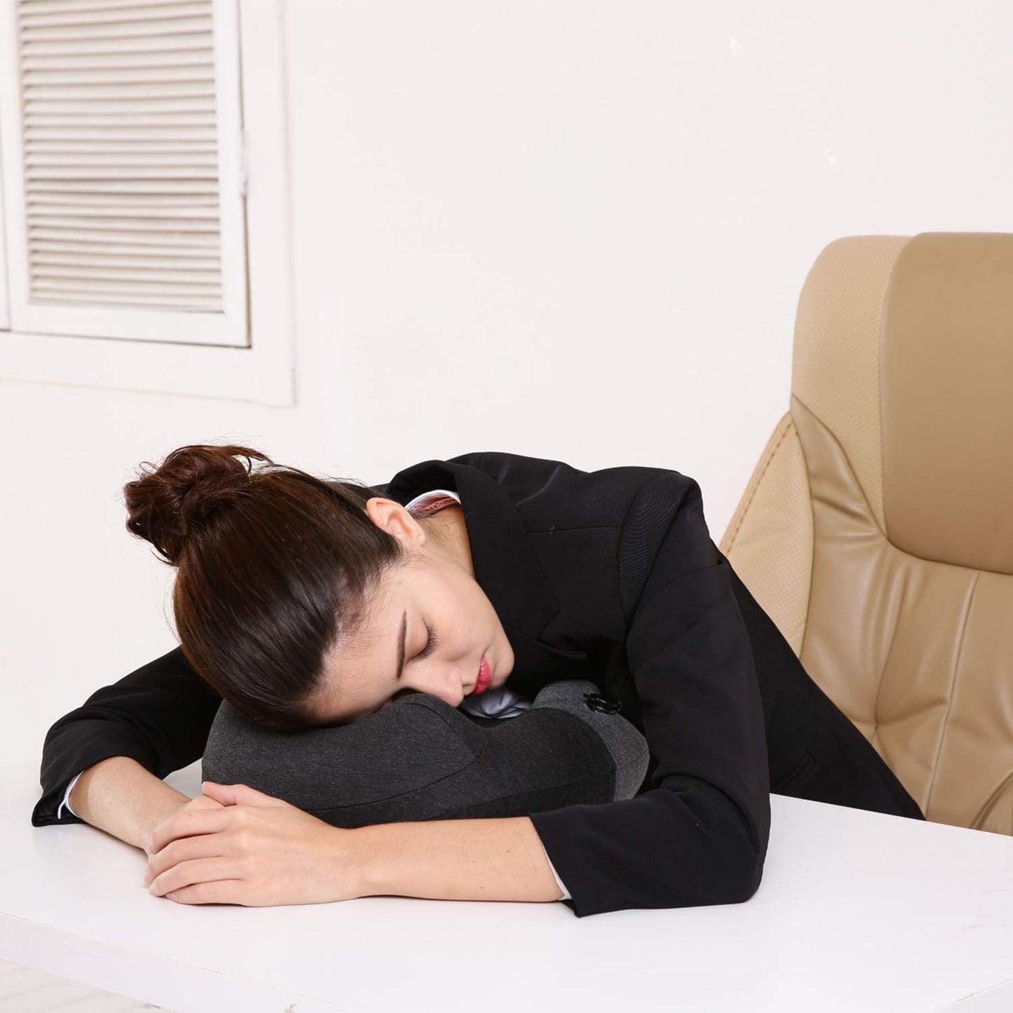 Portable Inflatable Travel Neck Pillow for Airplane, Car & Office