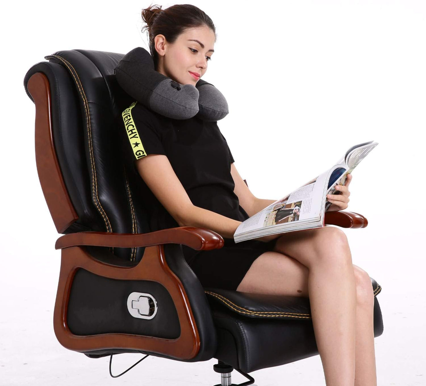 Portable Inflatable Travel Neck Pillow for Airplane, Car & Office