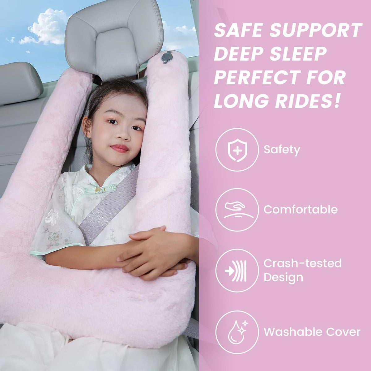 Portable Inflatable Travel Neck Pillow for Airplane, Car & Office