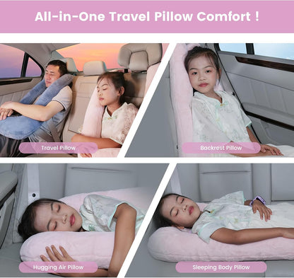 Portable Inflatable Travel Neck Pillow for Airplane, Car & Office