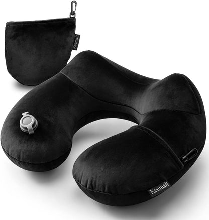 Portable Inflatable Travel Neck Pillow for Airplane, Car & Office