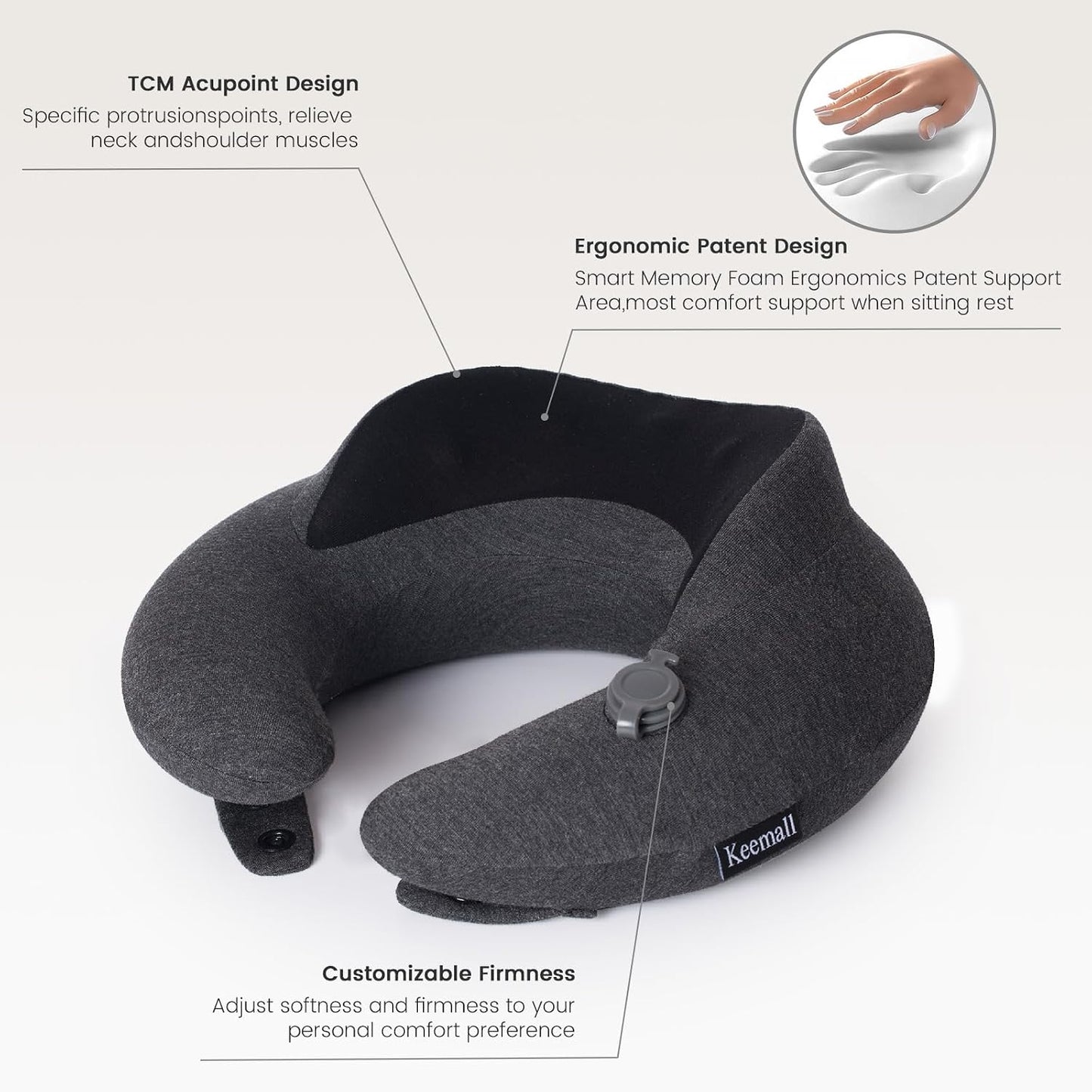 Portable Inflatable Travel Neck Pillow for Airplane, Car & Office