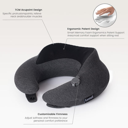 Portable Inflatable Travel Neck Pillow for Airplane, Car & Office