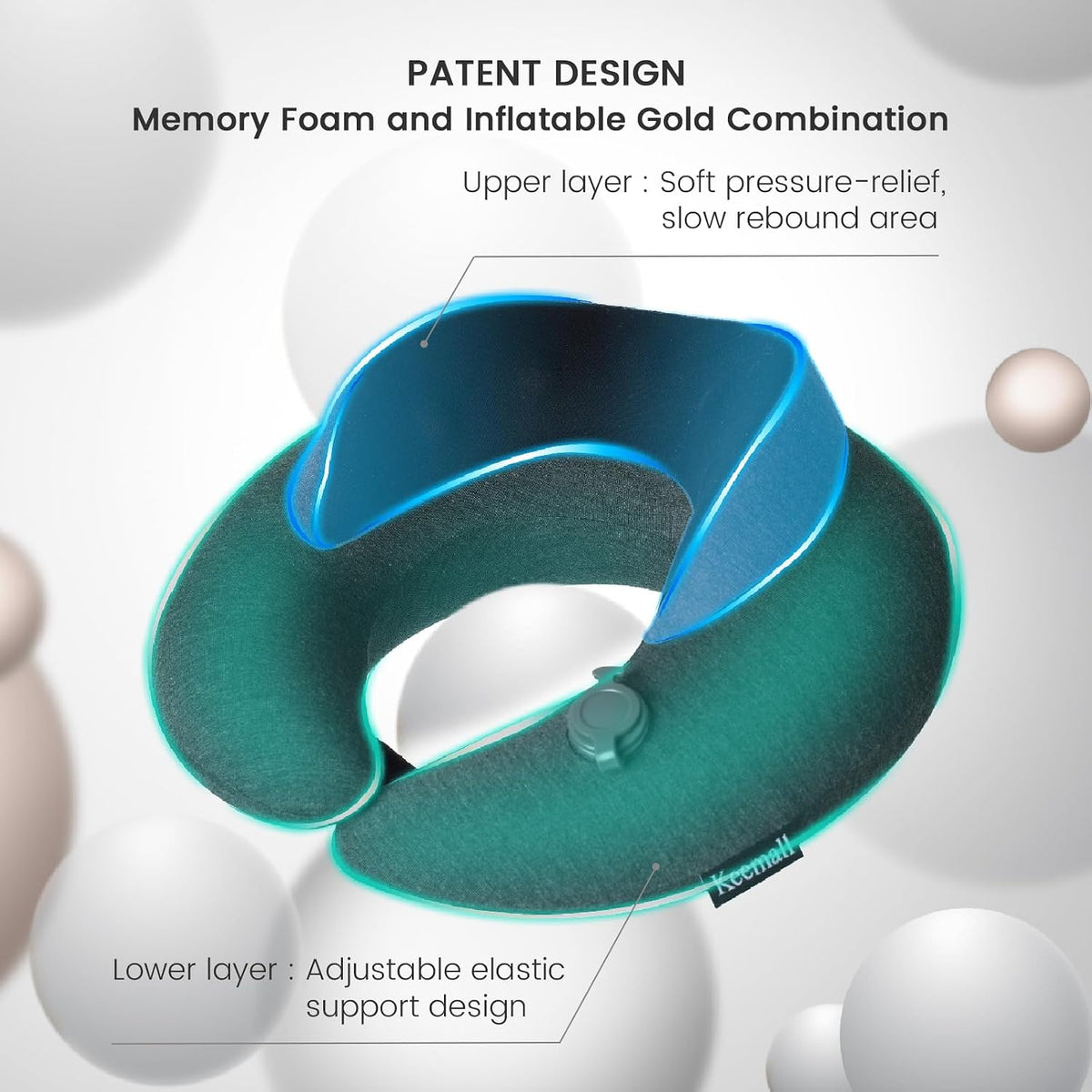 Portable Inflatable Travel Neck Pillow for Airplane, Car & Office