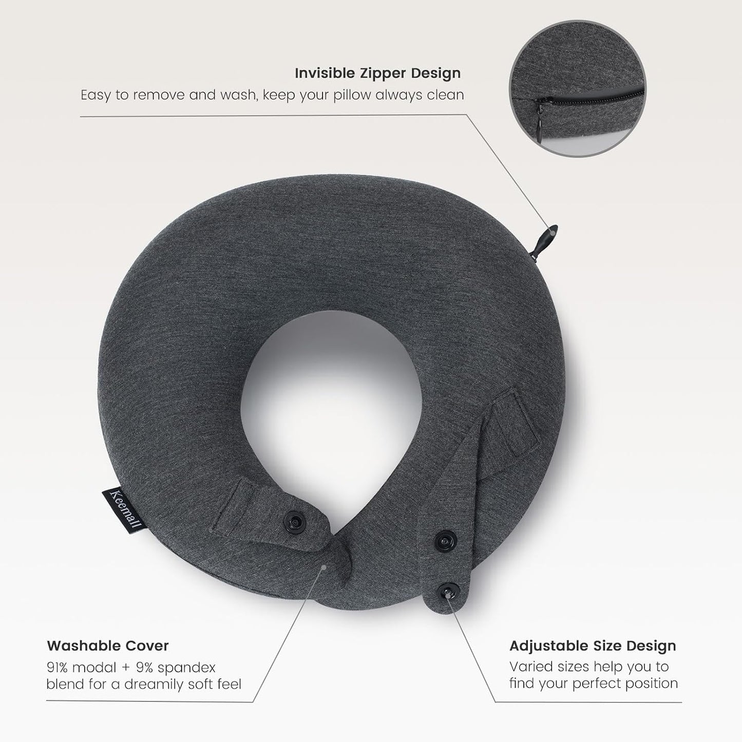 Portable Inflatable Travel Neck Pillow for Airplane, Car & Office