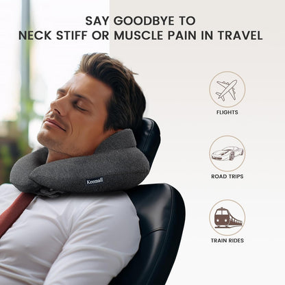 Portable Inflatable Travel Neck Pillow for Airplane, Car & Office