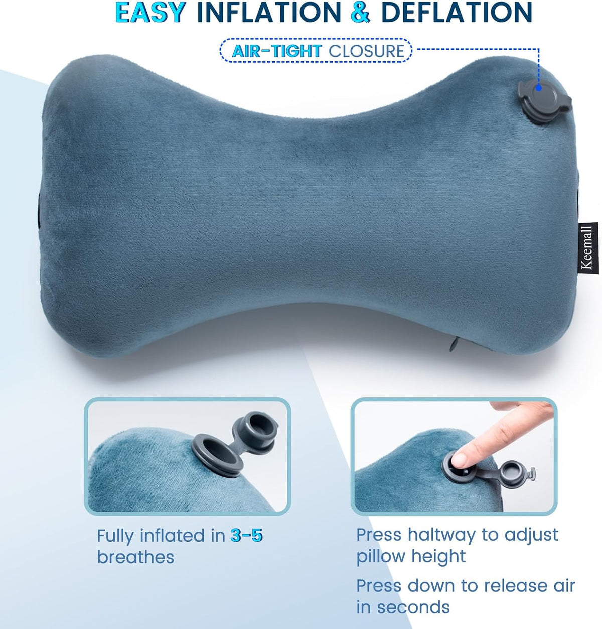 Portable Inflatable Travel Neck Pillow for Airplane, Car & Office